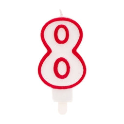 Candela numero 8 con sostegno 8,5cm