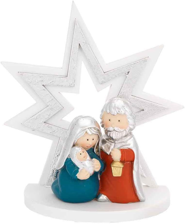 Albero Stella 15cm argento con Presepe Bagutta