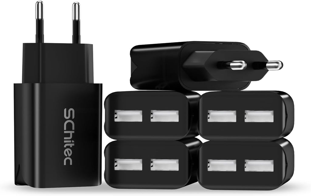 Caricatore USB muro 2 porte 5V/2,1A universale