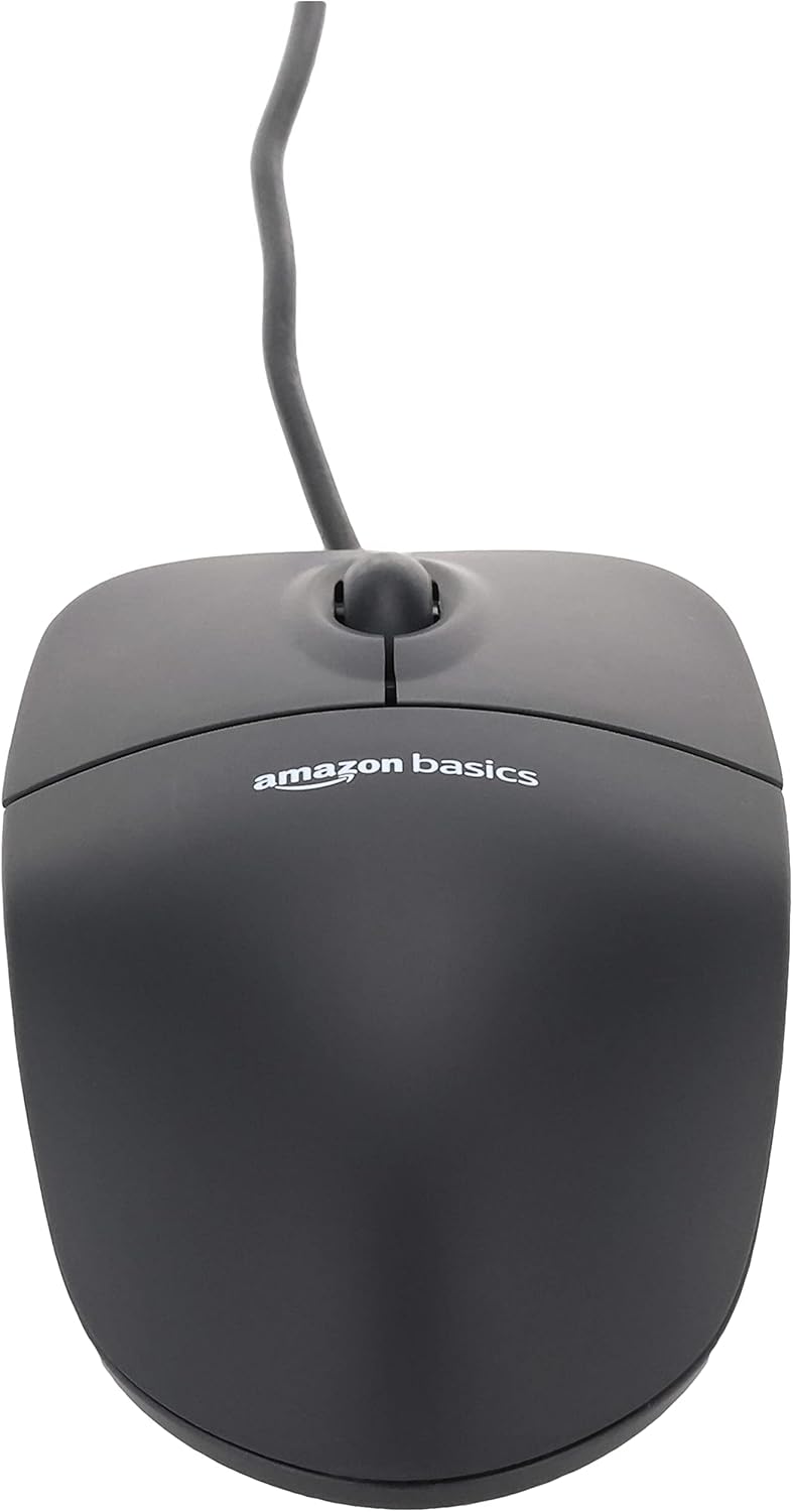 Mouse ottico nero con USB e 3 pulsanti per Windows e Mac OS X Amazon Basics