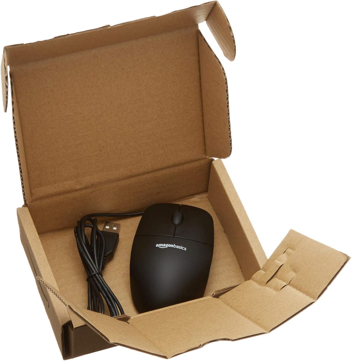 Mouse ottico nero con USB e 3 pulsanti per Windows e Mac OS X Amazon Basics