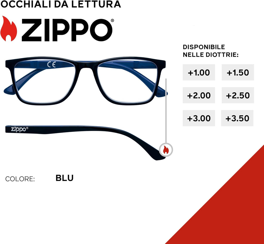 Occhiali da Vista +2.5 Zippo nero decoro blu