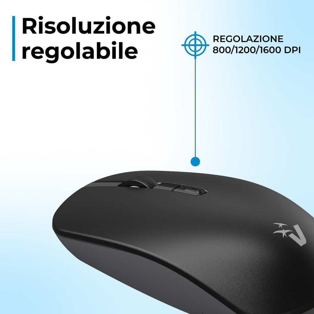 MW-10 Mouse Wireless Ottico Silenzioso 2.4GHz Nero VulTech