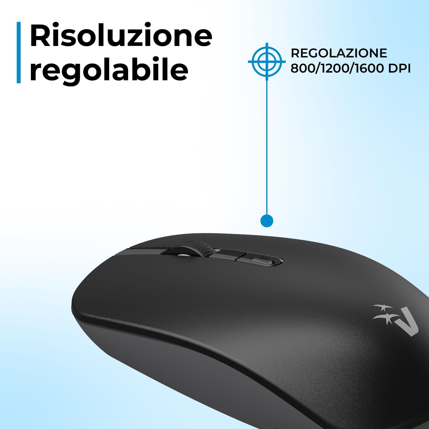MW-10 Mouse Wireless Ottico Silenzioso 2.4GHz Nero VulTech
