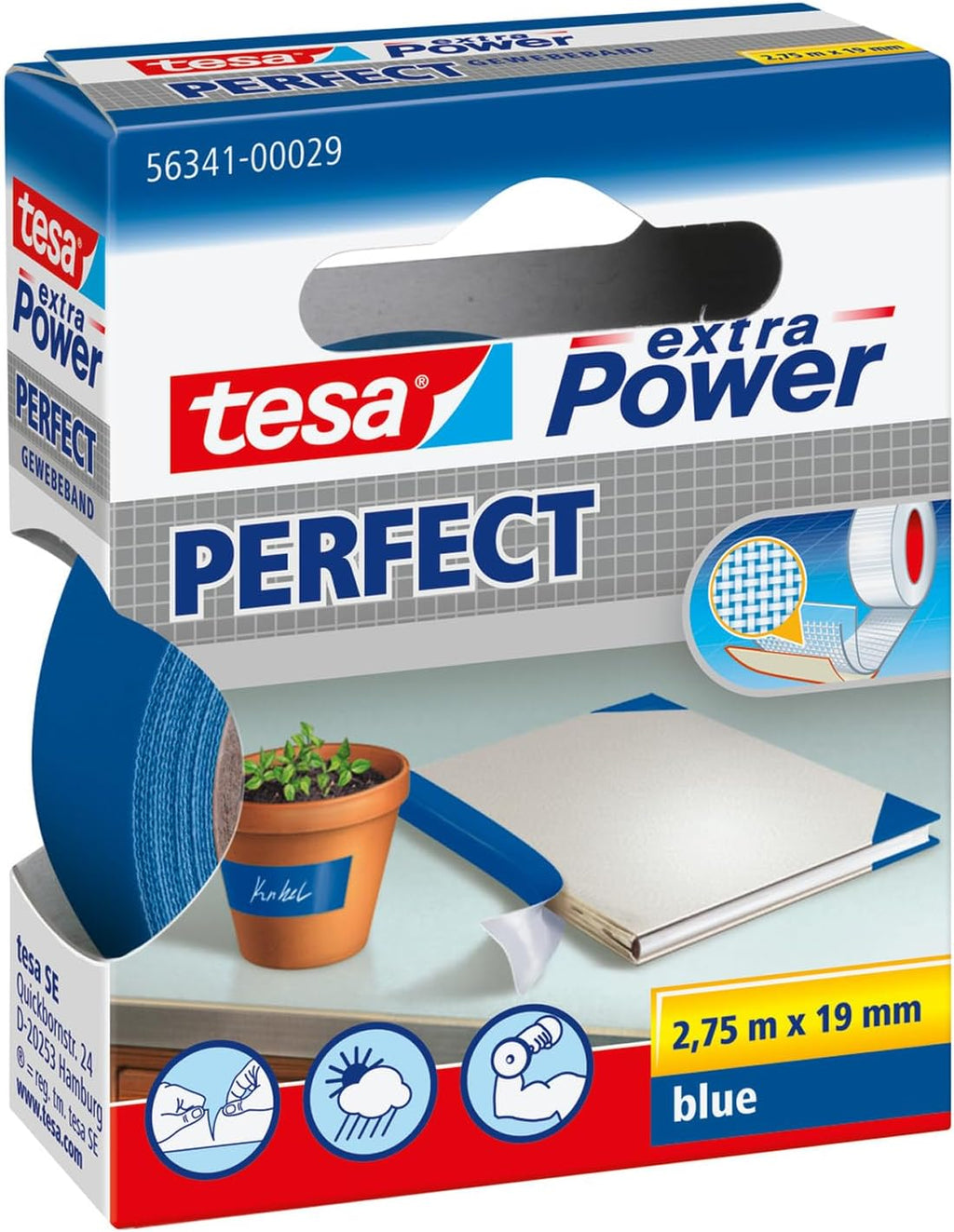 Nastro Adesivo Telato 19mmx2,7mt blu Tesa
