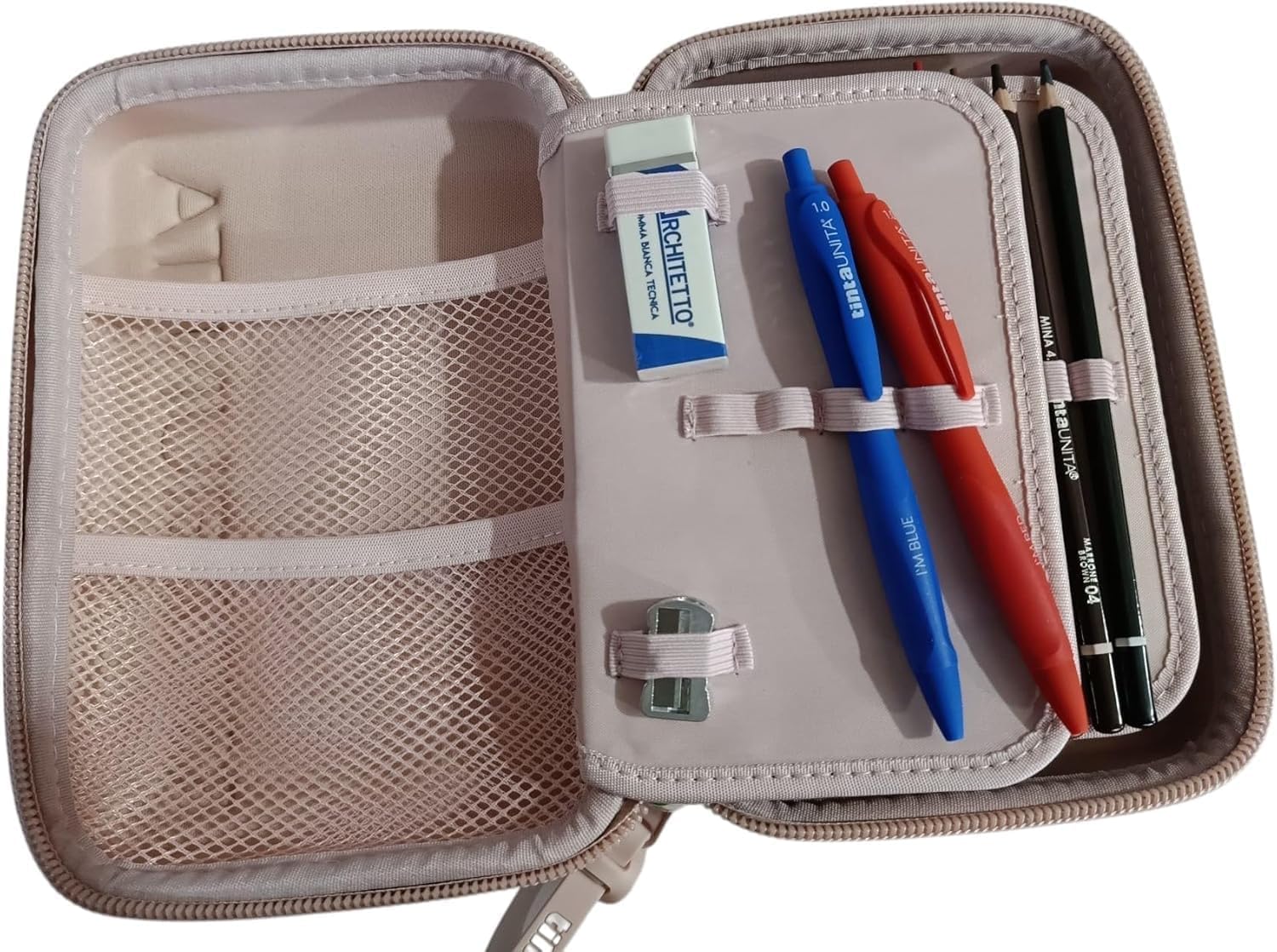 Astuccio ONE TIME Completo a 3 scomparti 1 zip Rosa Tinta Unita