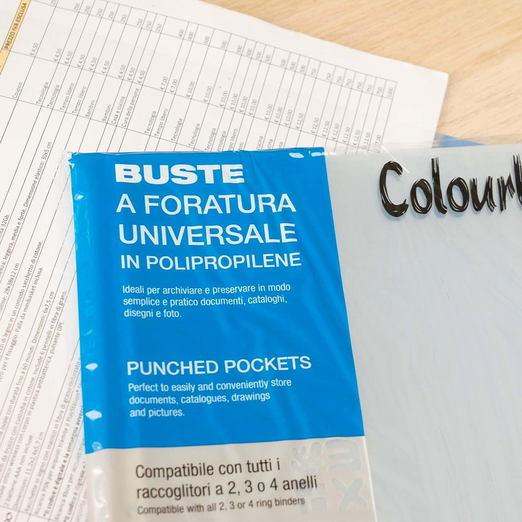 Buste Forate Plastica A4 per Raccoglitori PPL Colourbook