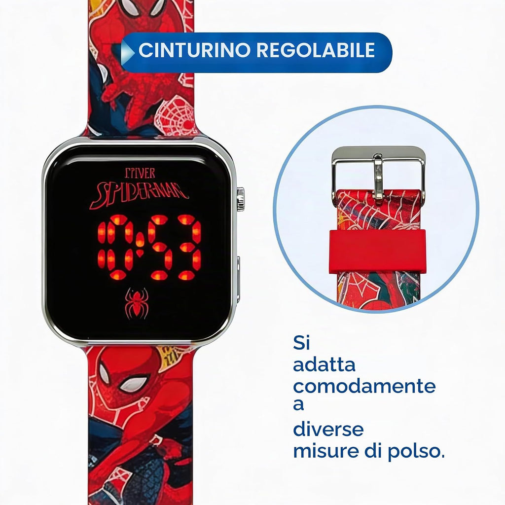 Orologio da Polso Digitale Led Spiderman per Bambino e Bambina Cartoon