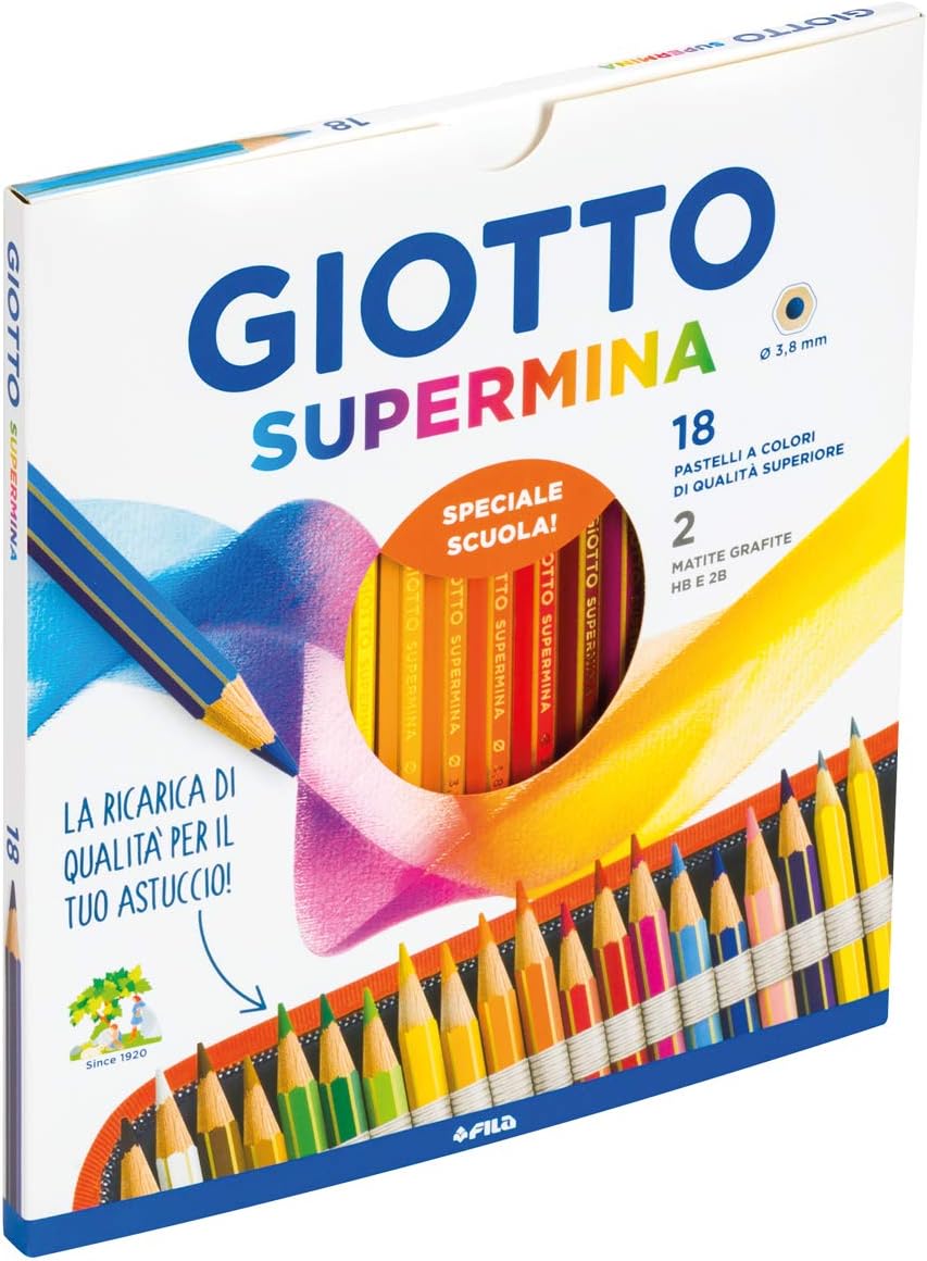 Supermina 18 colori + 2 matite Pastelli Giotto