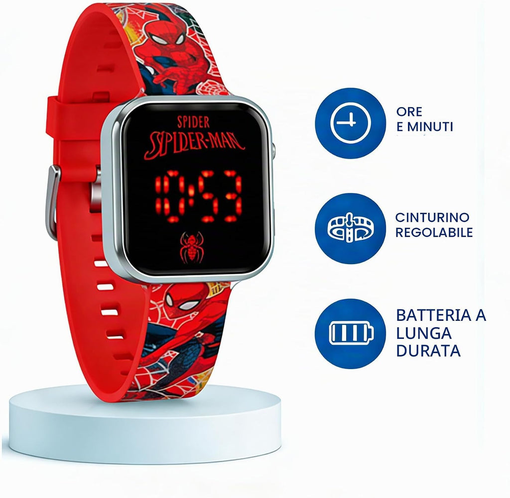 Orologio da Polso Digitale Led Spiderman per Bambino e Bambina Cartoon