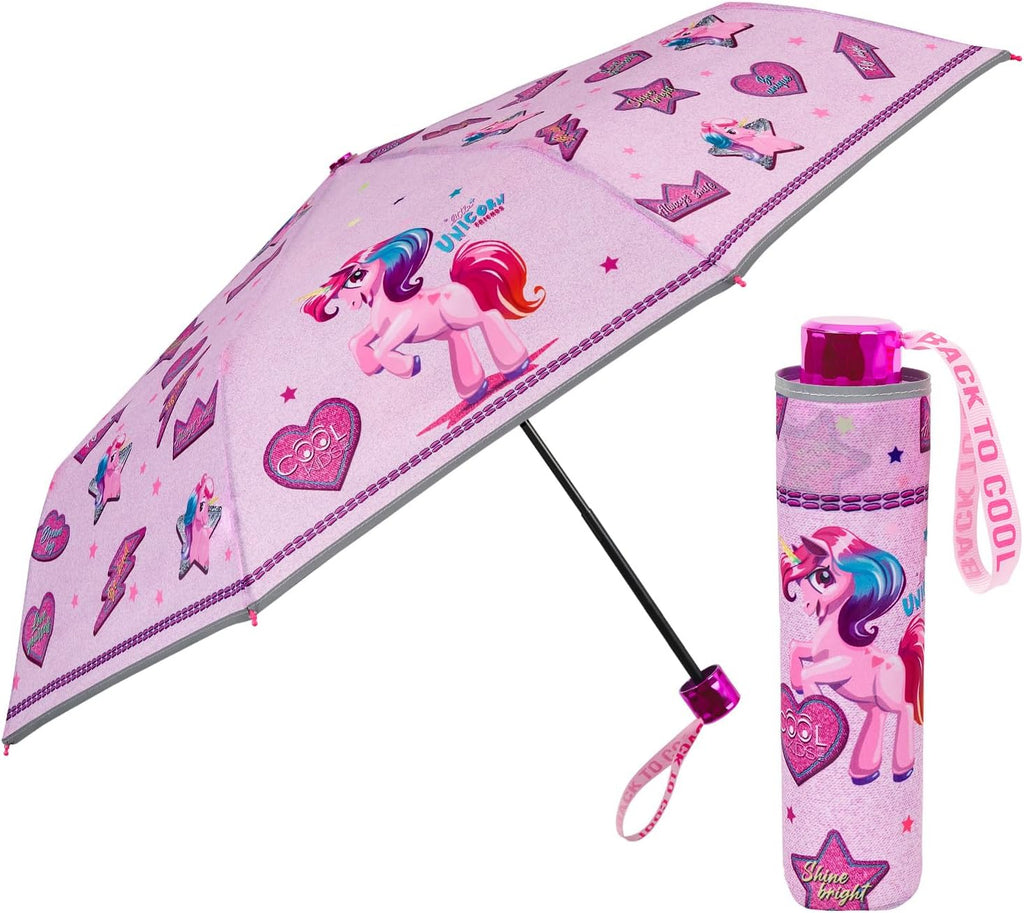 Ombrello Pieghevole Bambina Unicorno Perletti