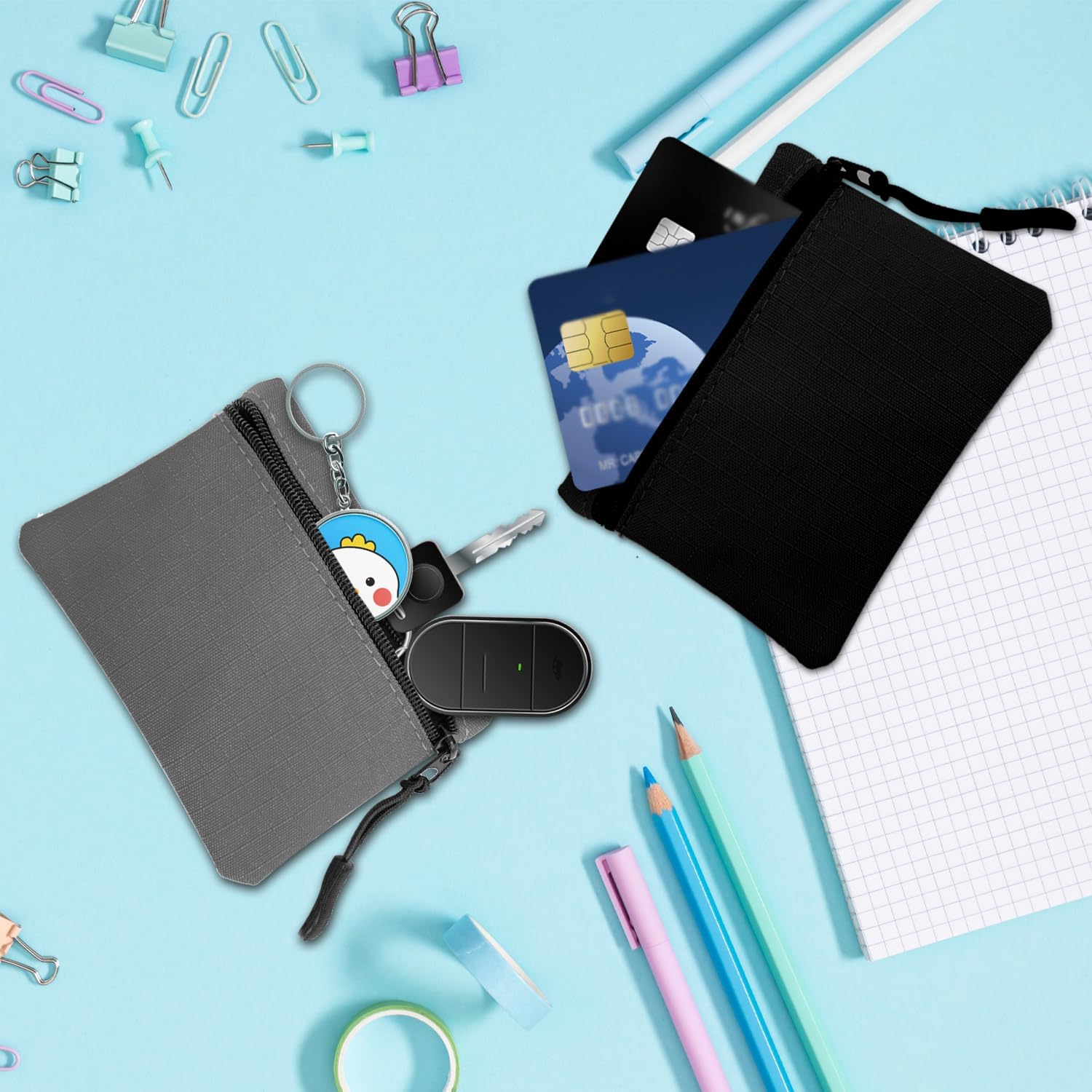 Portamonete con Cerniera Tessuto Oxford