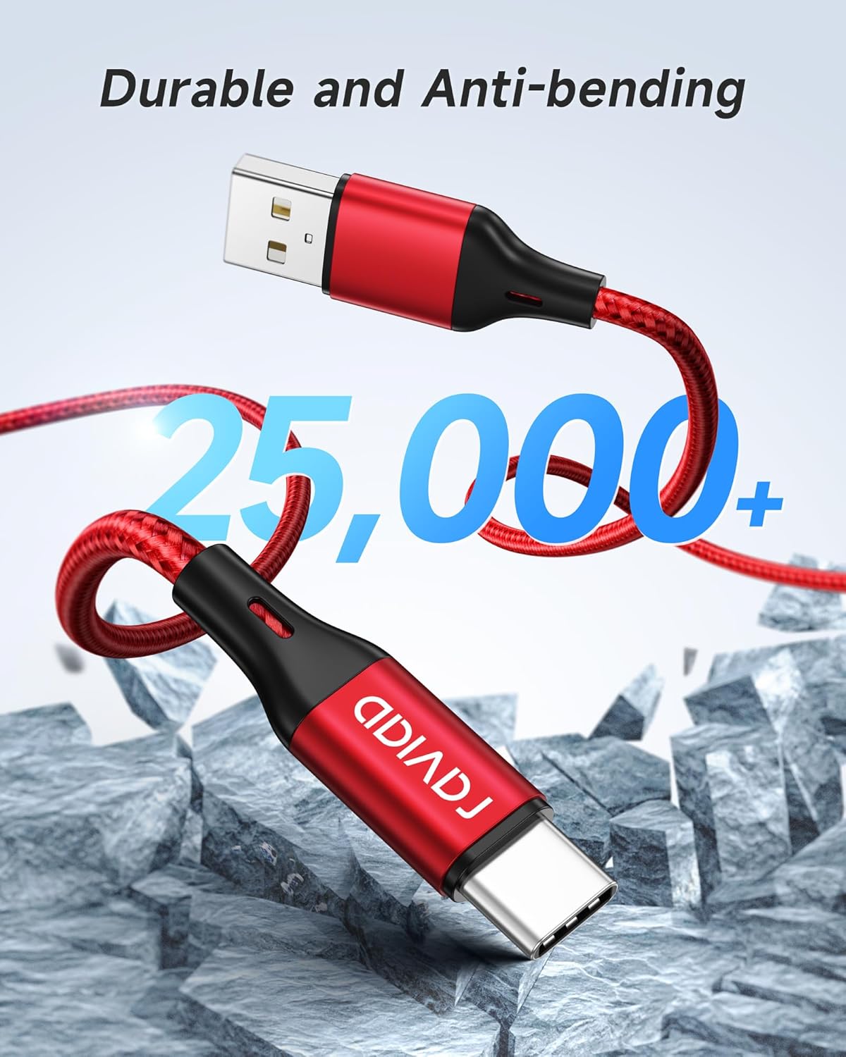 Cavo USB Type-C Ricarica Rapida 2 mt Nylon Intrecciato Raviad