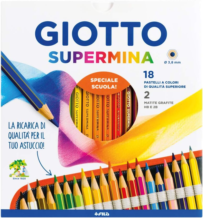 Supermina 18 colori + 2 matite Pastelli Giotto