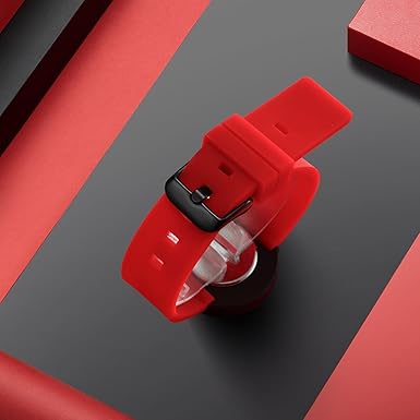 Orologi donna da Polso Sportivo con Cinturino in Silicone Rosso Comtex