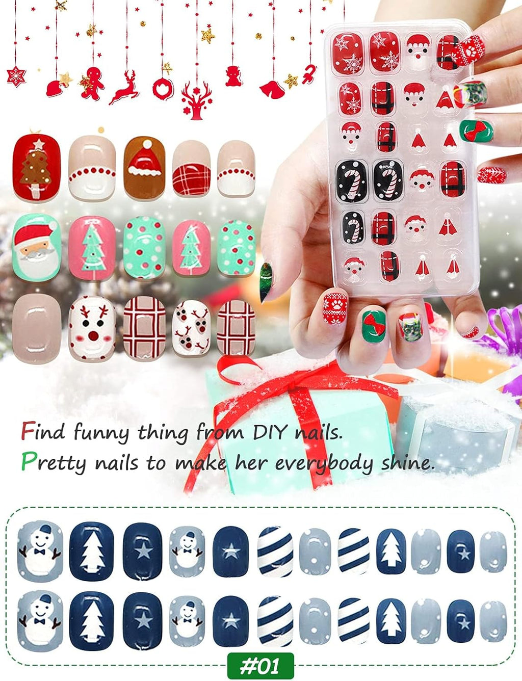 Unghie autoadesive Bimba Natalizie 24 pz Trucchi