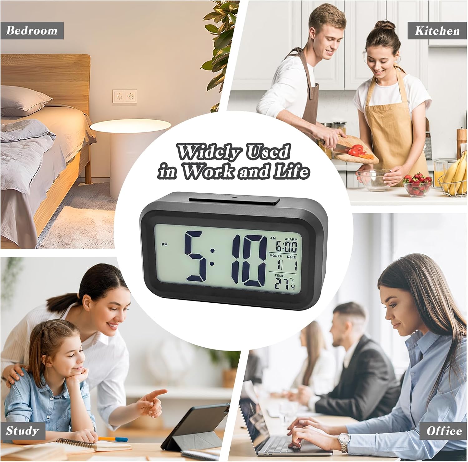 Sveglia Digitale da Comodino con Temperatura Data Snooze
