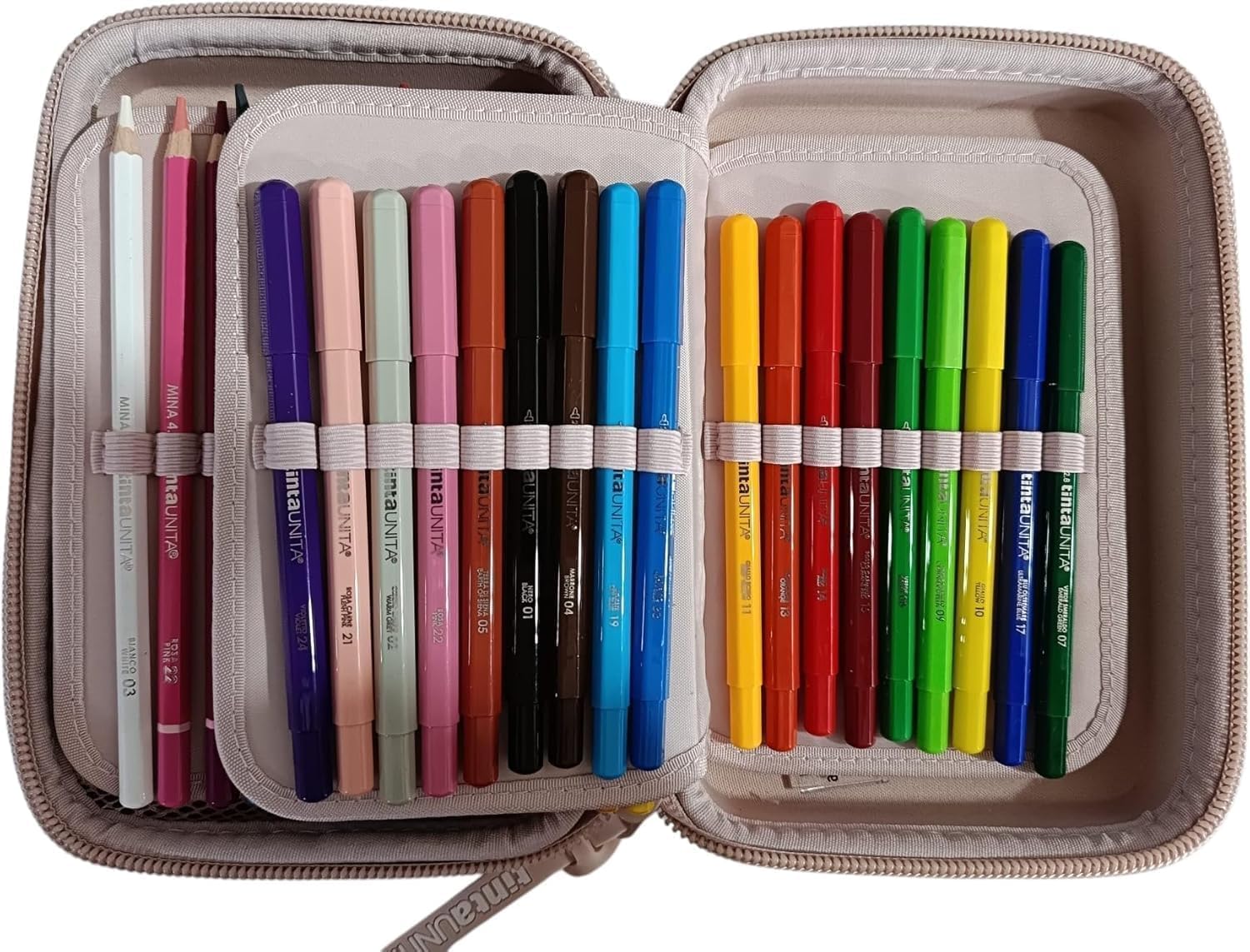 Astuccio ONE TIME Completo a 3 scomparti 1 zip Rosa Tinta Unita