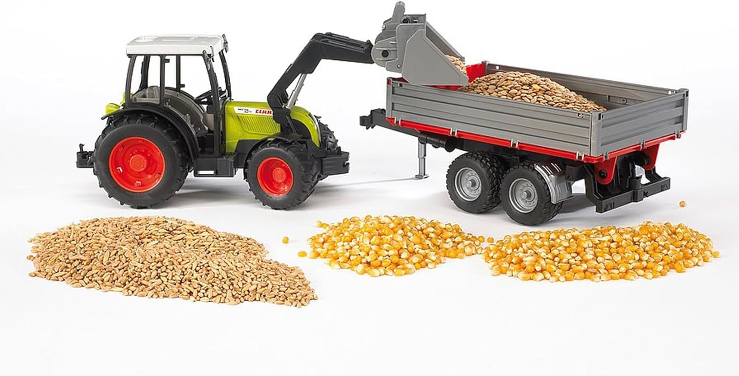 Trattore Claas Nectis 267 F con caricatore frontale e rimorchio ribaltabile 02112 Bruder