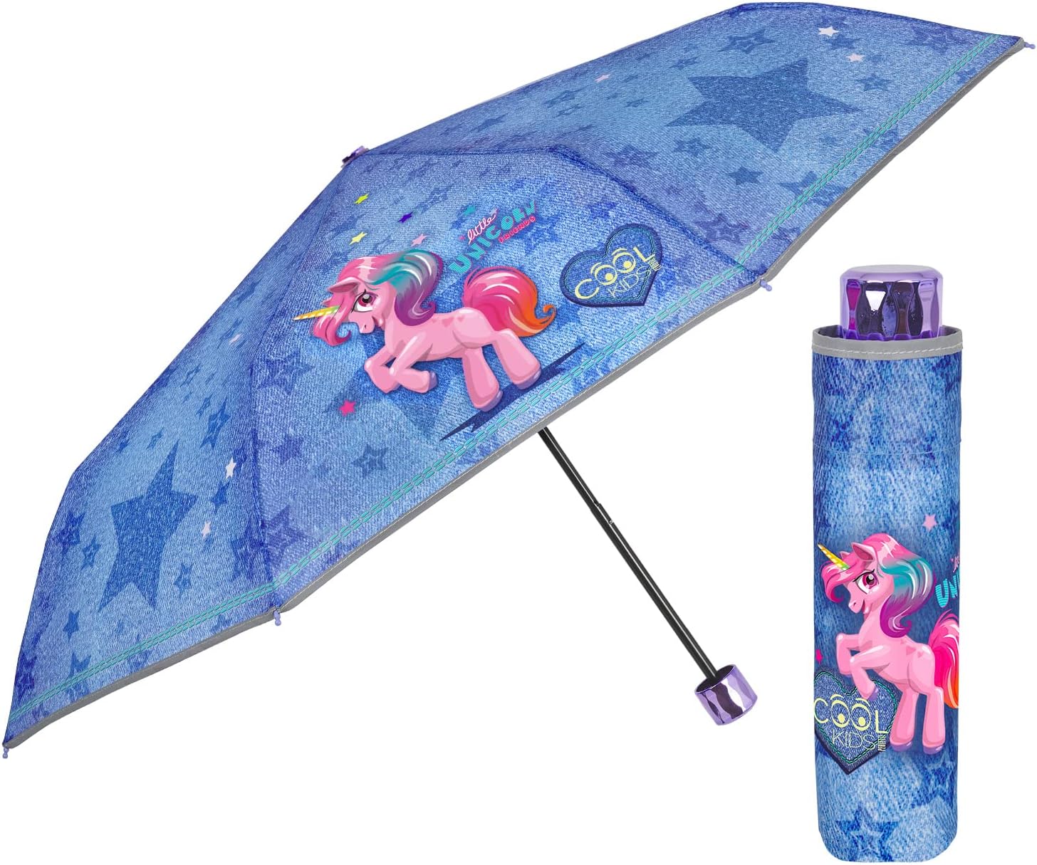 Ombrello Pieghevole Bambina Unicorno Perletti