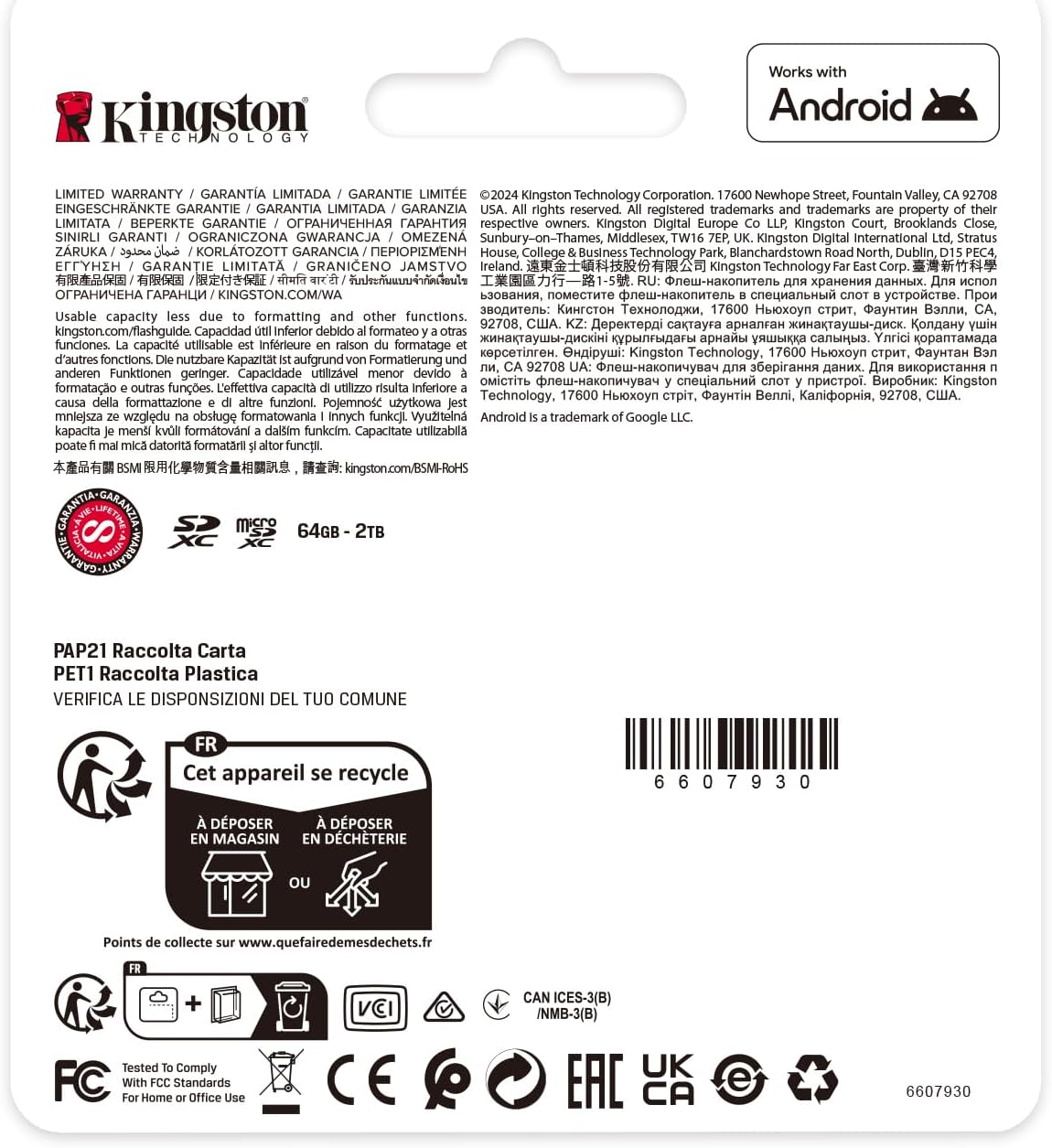 Scheda di memoria microSD 128GB Kingston