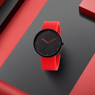 Orologi donna da Polso Sportivo con Cinturino in Silicone Rosso Comtex