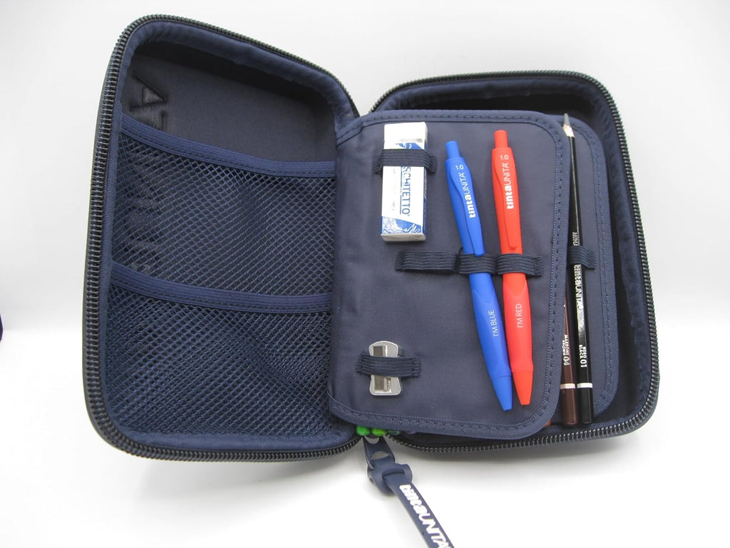 Astuccio ONE TIME Completo a 3 scomparti 1 zip Blu Notte Tinta Unita