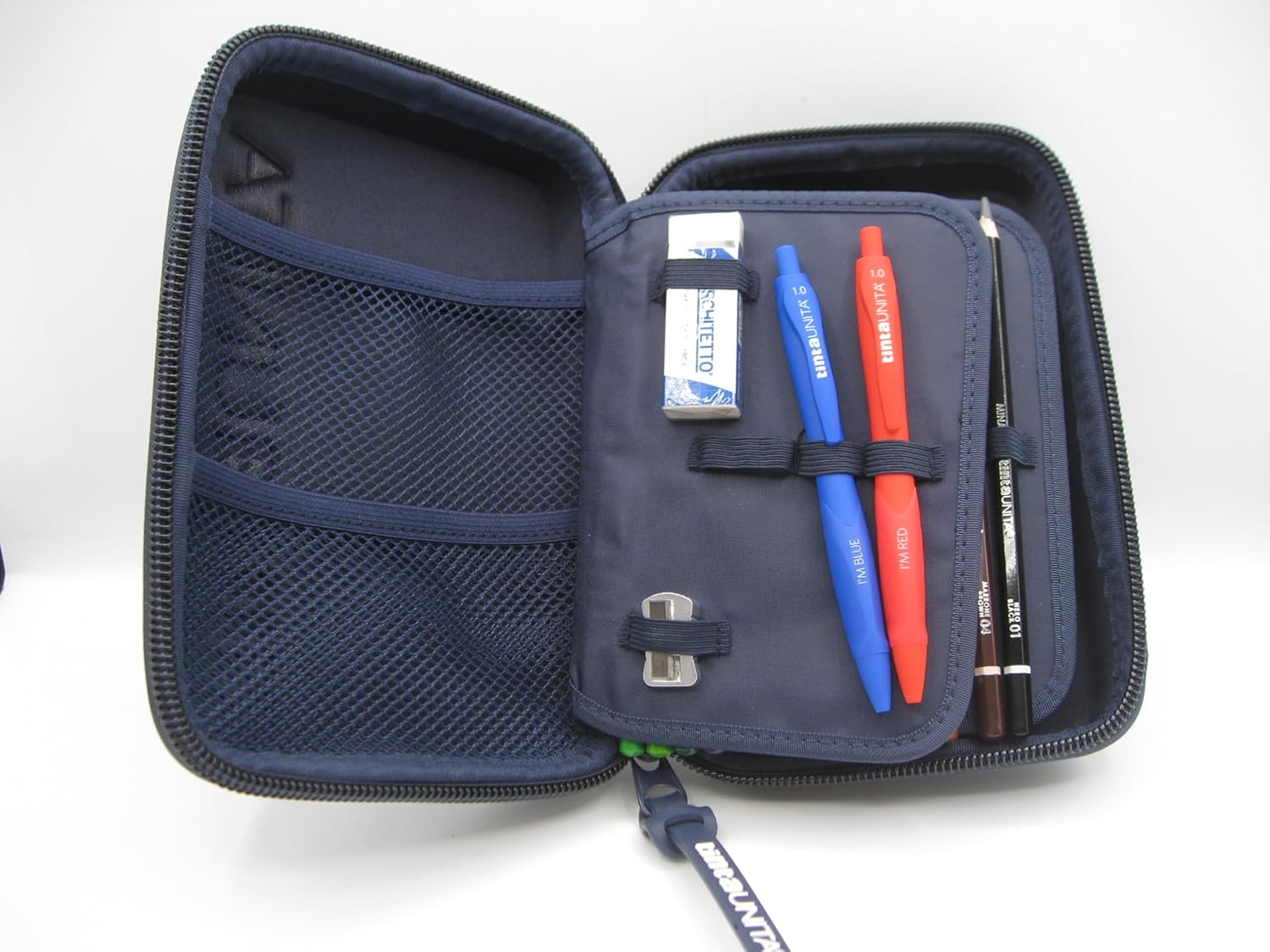 Astuccio ONE TIME Completo a 3 scomparti 1 zip Blu Notte Tinta Unita