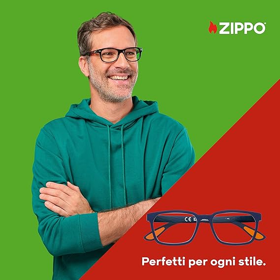 Occhiali da Vista +1.5 Zippo blu decoro arancione