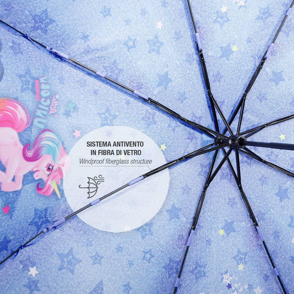 Ombrello Pieghevole Bambina Unicorno Perletti