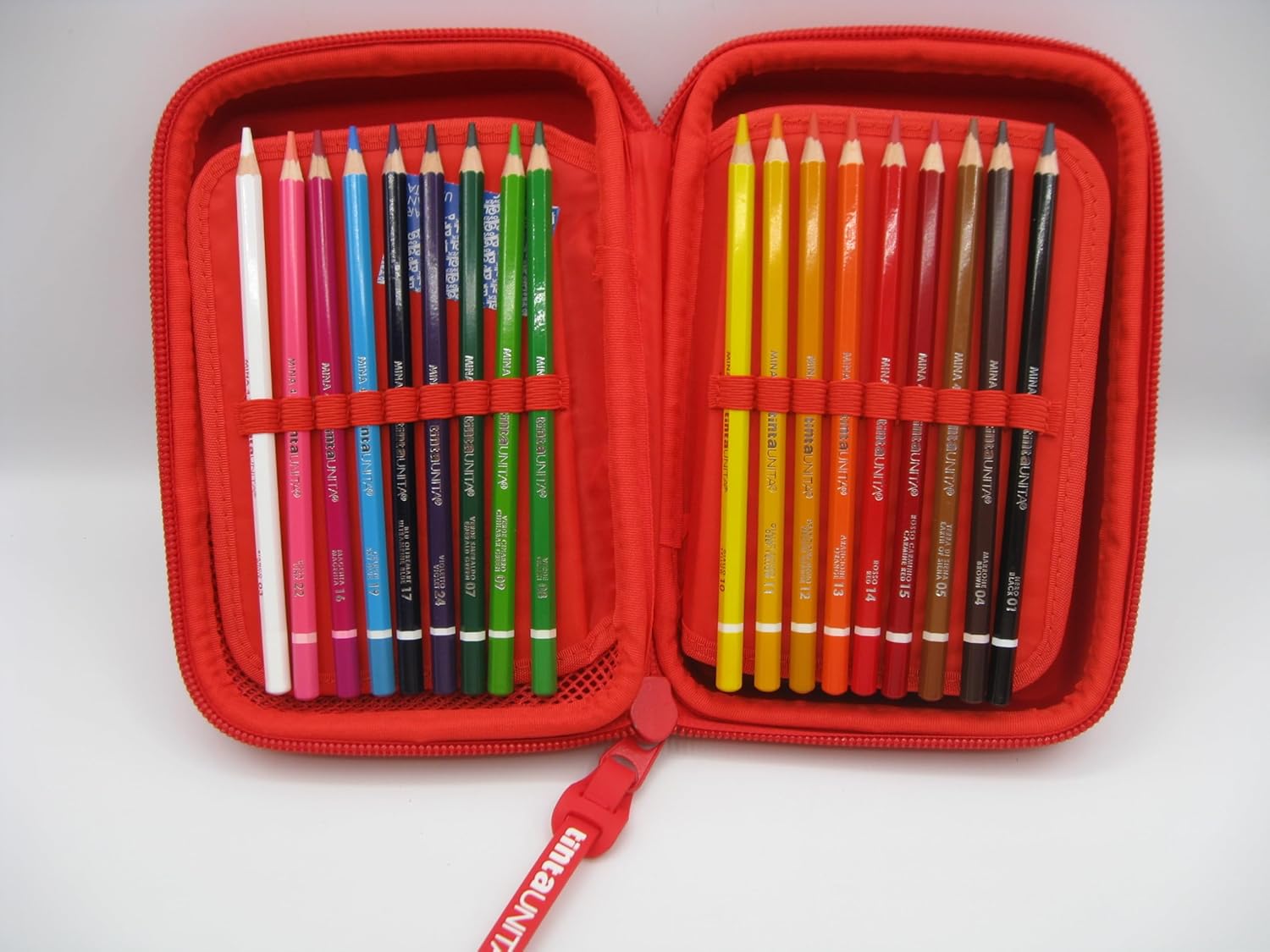 Astuccio ONE TIME Completo a 3 scomparti 1 zip Rosso Tinta Unita