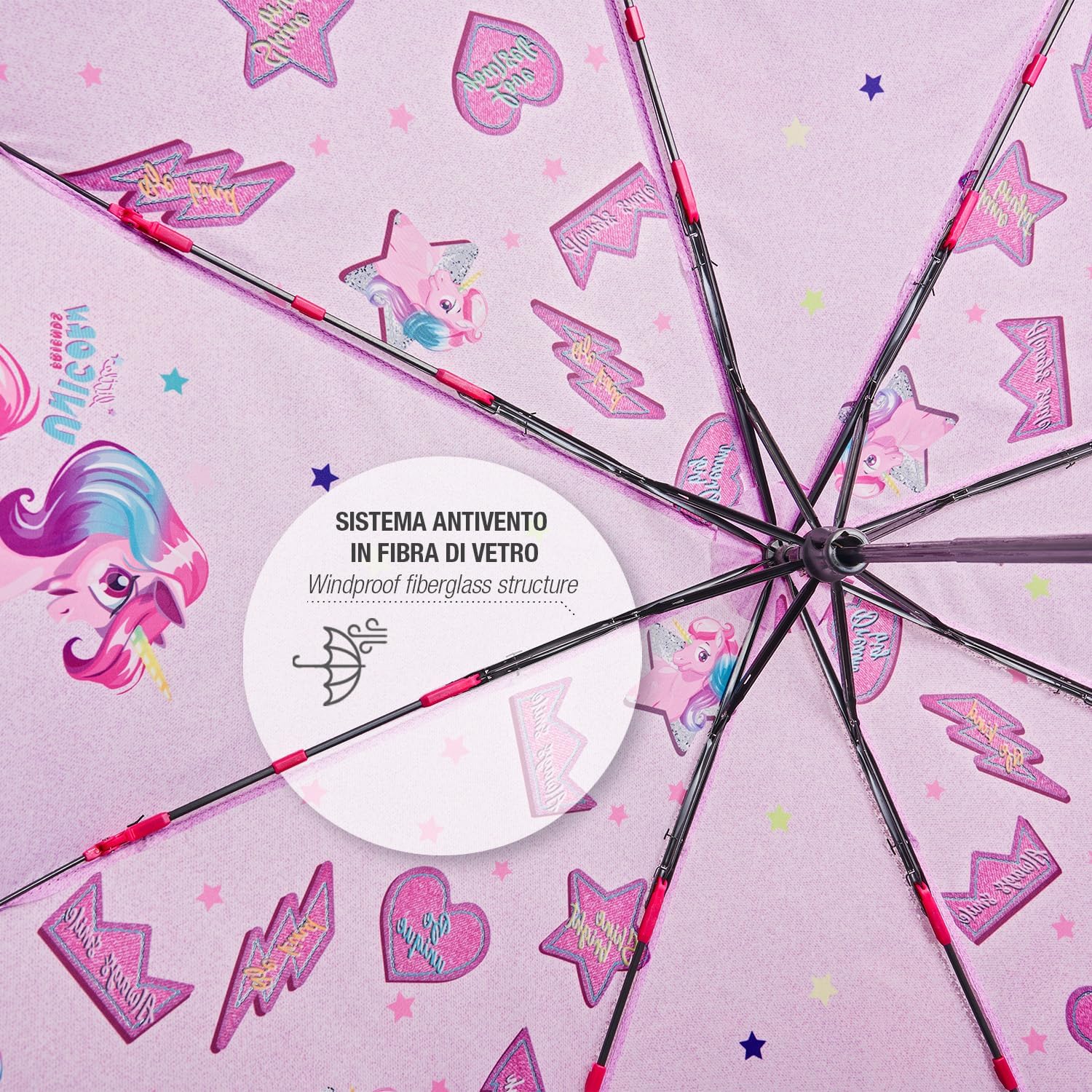 Ombrello Pieghevole Bambina Unicorno Perletti