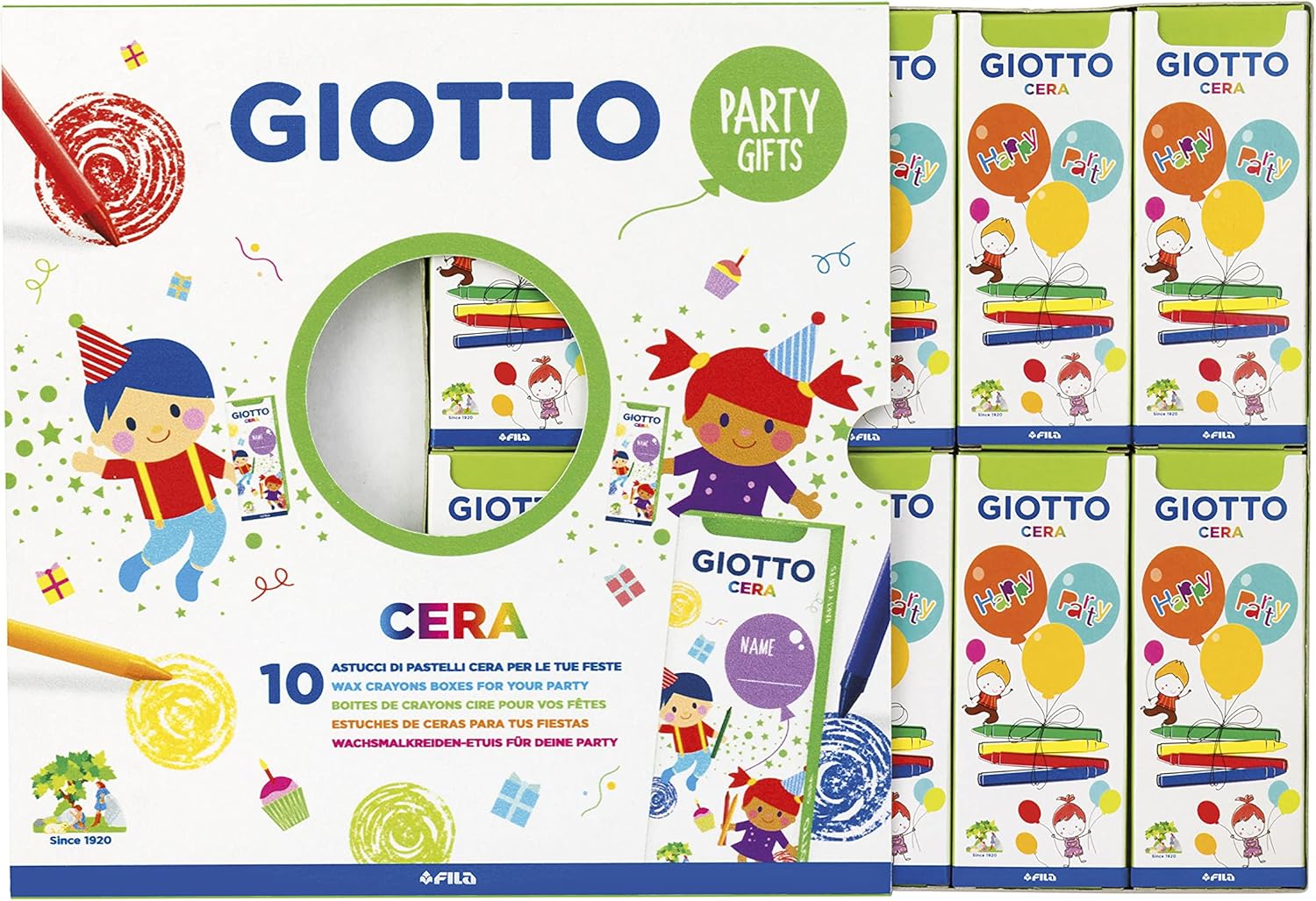 Party Set Gift Cera, 10 astucci da 4 mini pastelli cera Giotto