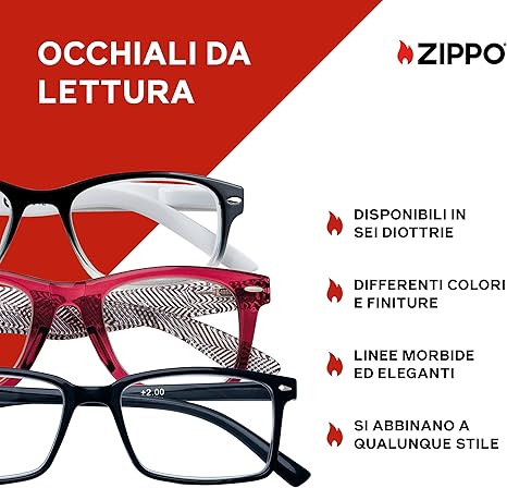 Occhiali da Vista Zippo +2.5 nero lucido dett.blu