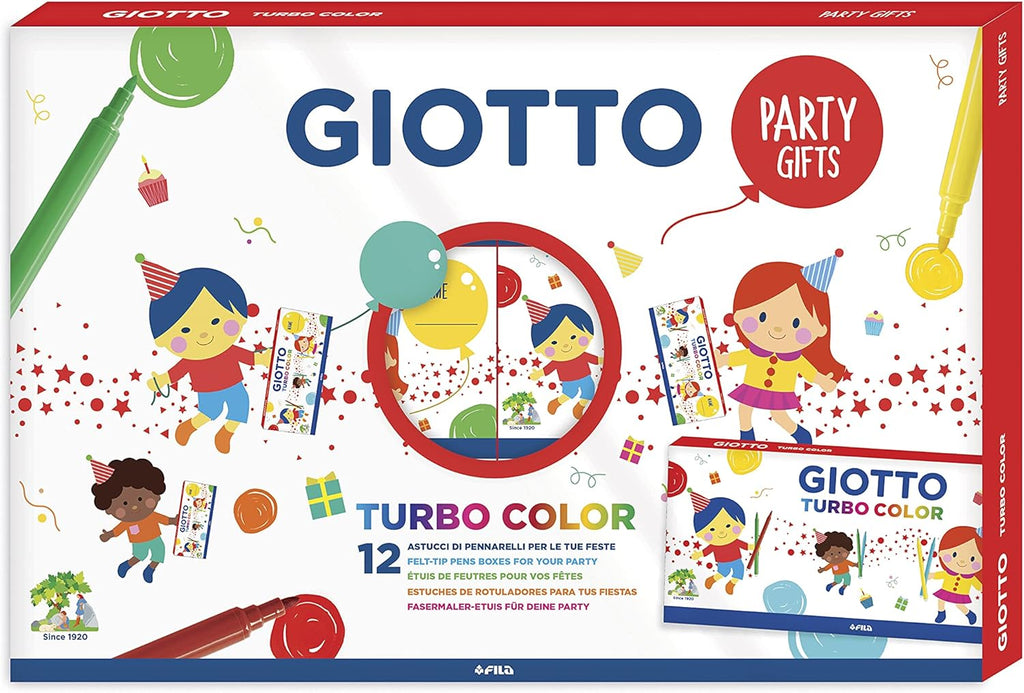 Party Set Turbo Color , 12 astucci da 6 mini pennarelli Giotto