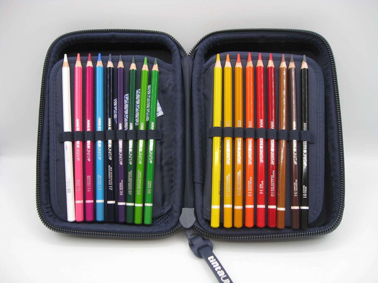 Astuccio ONE TIME Completo a 3 scomparti 1 zip Blu Notte Tinta Unita