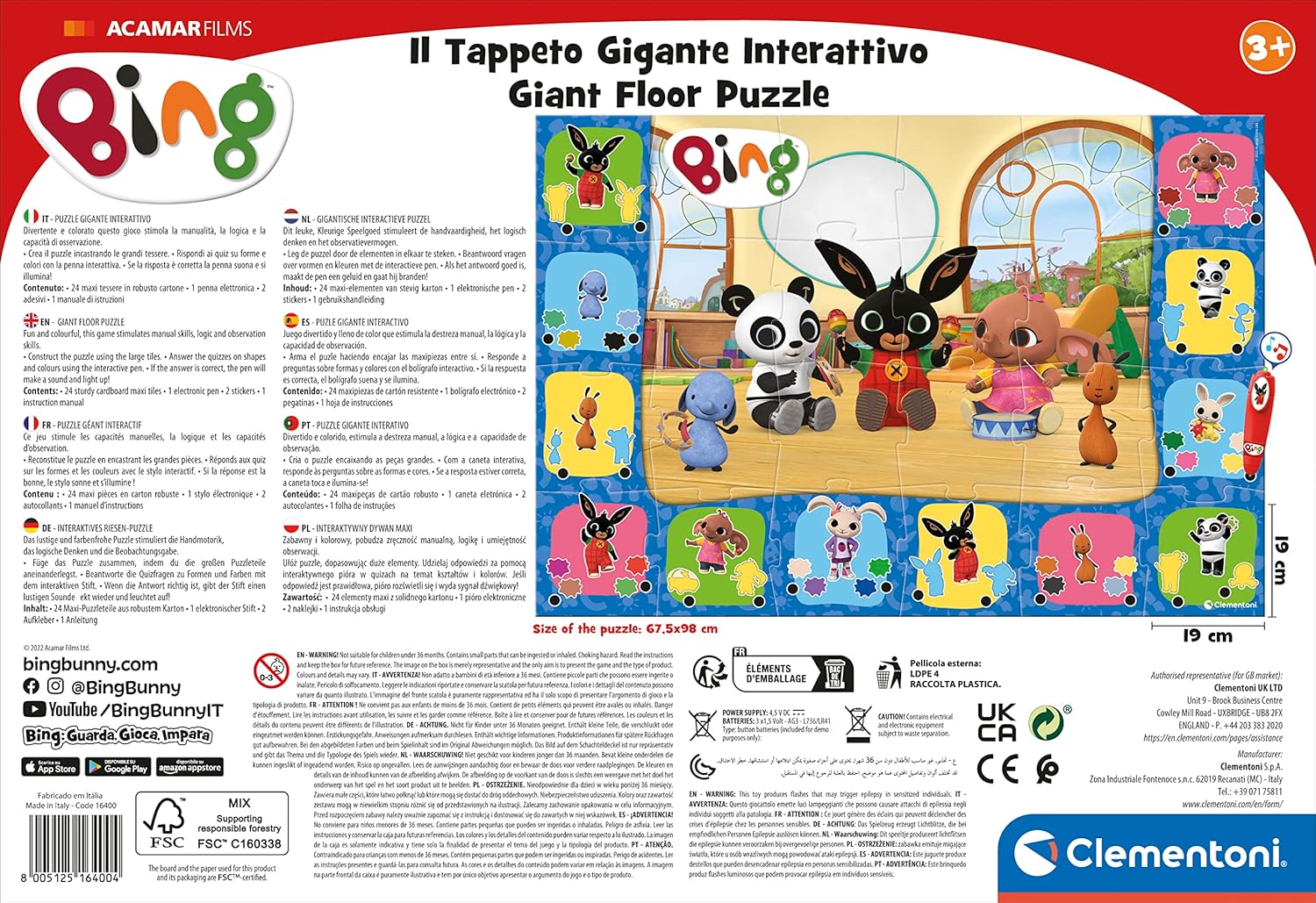 Il Tappeto Gigante di Bing Puzzle Bambini 24pz Clementoni