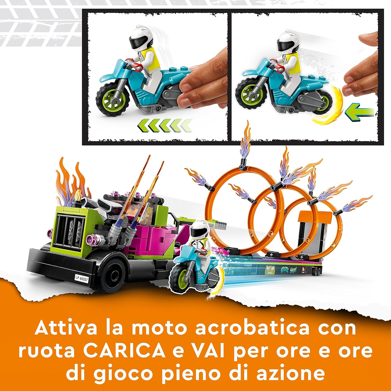 Lego City 60357 Stunt Truck: sfida dell'anello di fuoco