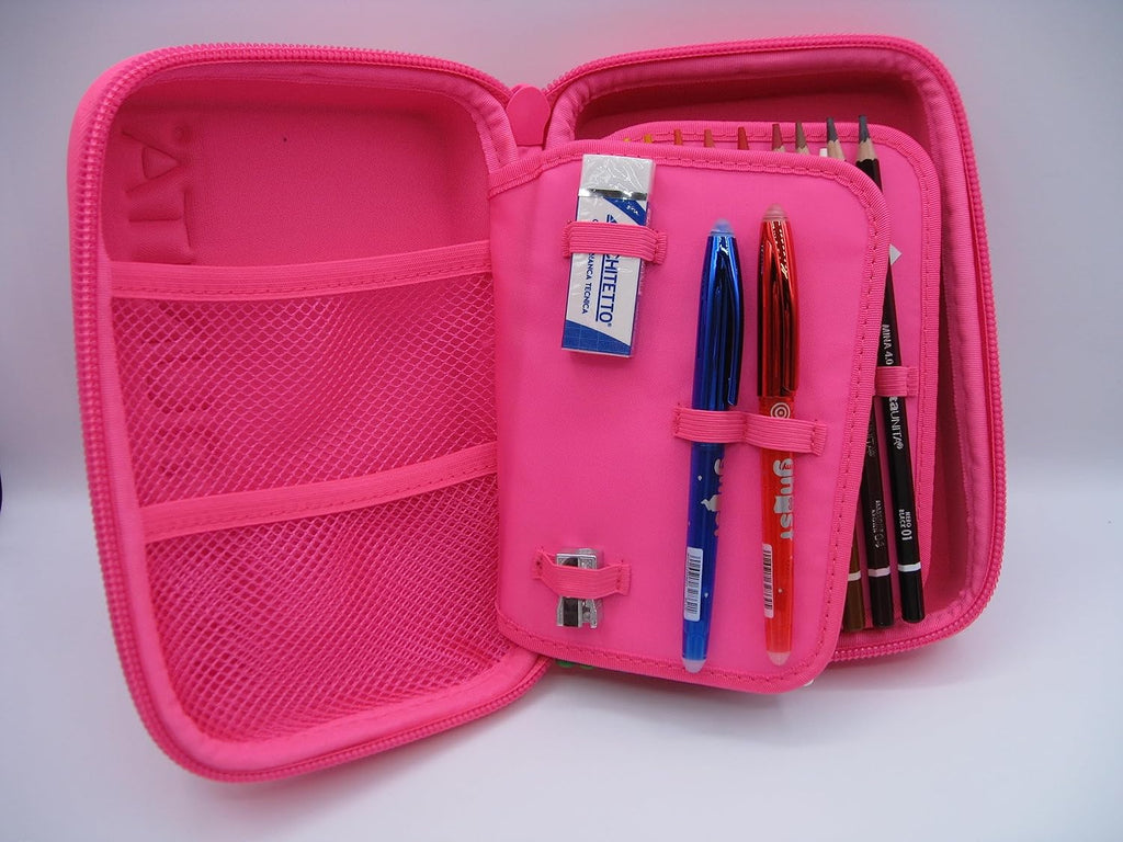 Astuccio ONE TIME Completo a 3 scomparti 1 zip Fucsia Tinta Unita