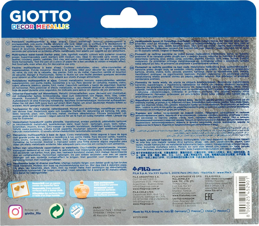Pennarelli Multisuperficie 5pz Decor Metallic Giotto