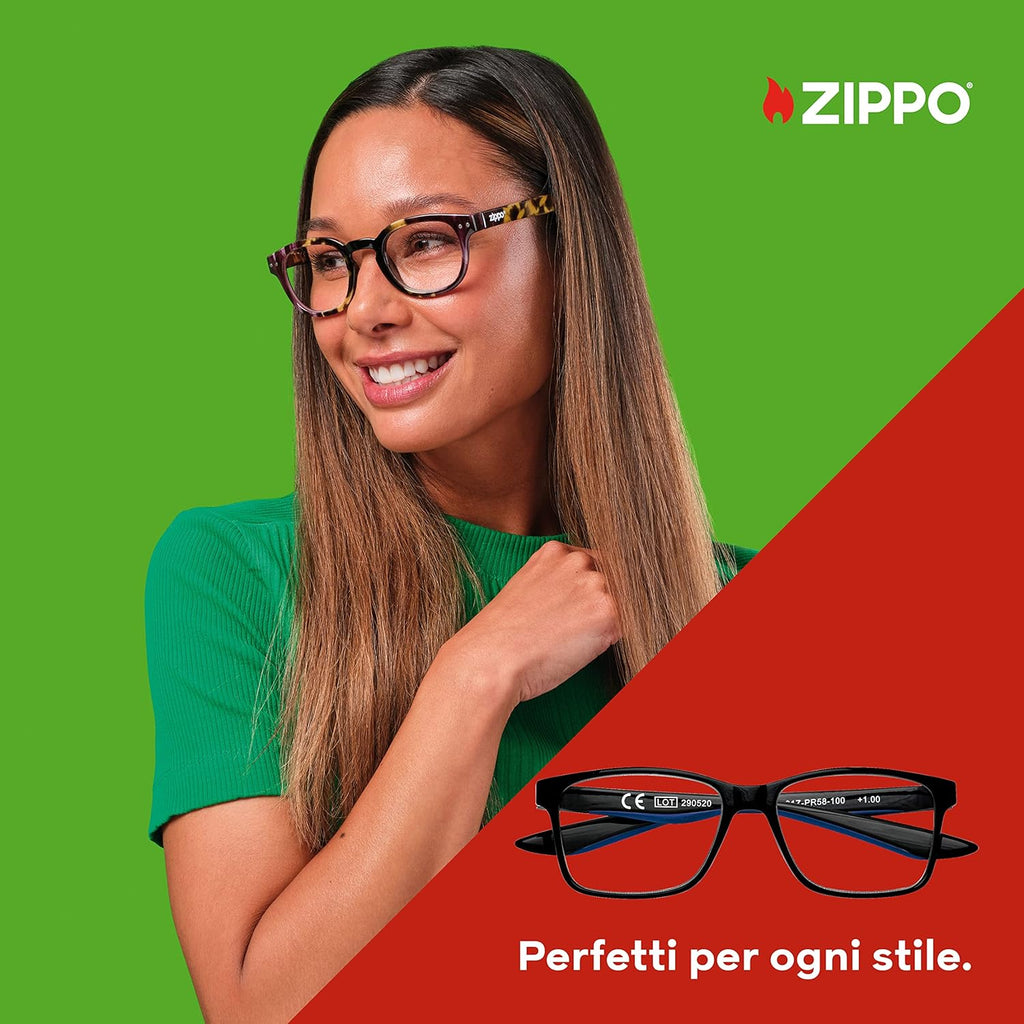 Occhiali da Vista +3.0 Zippo nero lucido dett. blu