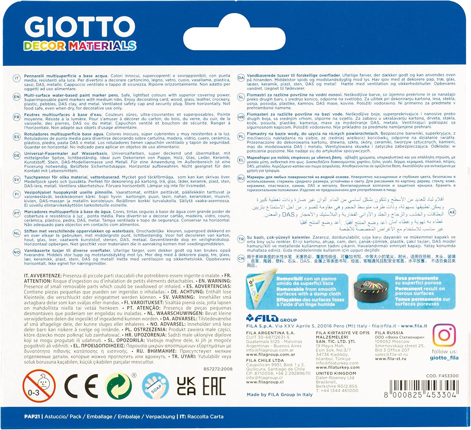 Pennarelli Multisuperficie 6pz Decor Materials Giotto