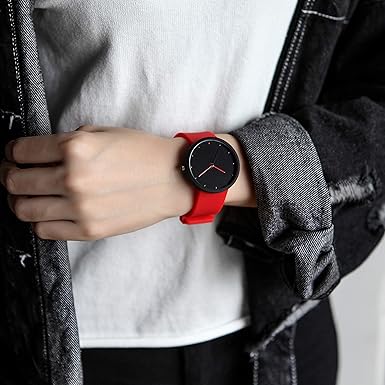 Orologi donna da Polso Sportivo con Cinturino in Silicone Rosso Comtex