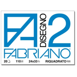 Album Blocco da Disegno F2 Fabriano 24x33 Liscio Riquadrato 110gr