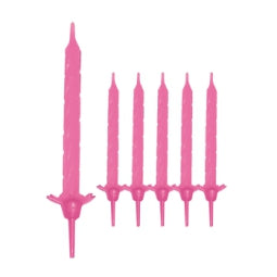 Candeline con Sostegni 24pz 7,5cm Rosa