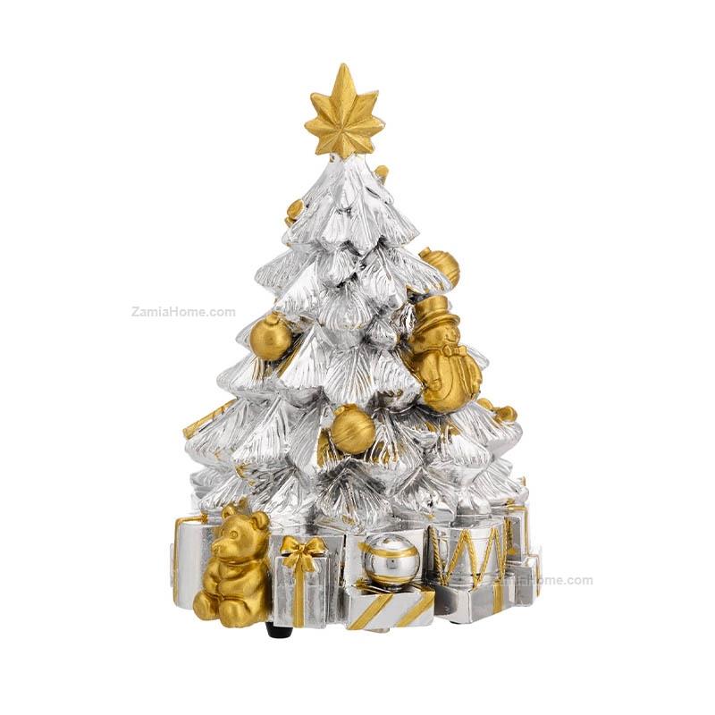 Albero di Natale in ceramica argento e oro 13cm Carillon Bagutta