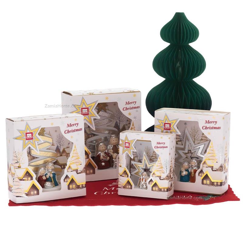 Albero Stella 15cm argento con Presepe Bagutta