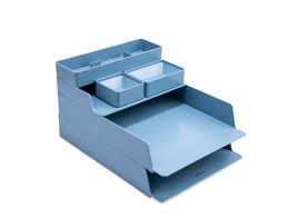 Set da Scrivania Blu vaschette con accessori Colourbook