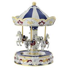 Giostra Natalizia carillon blu dettagli argento 15cm Bagutta