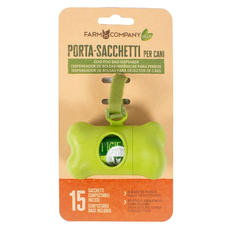 PortaSacchetti per Cani con 15 sacchetti bio Farm Company